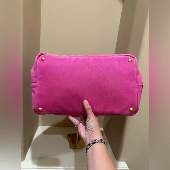 Prada Pink Canapa Canvas Tote Bag
